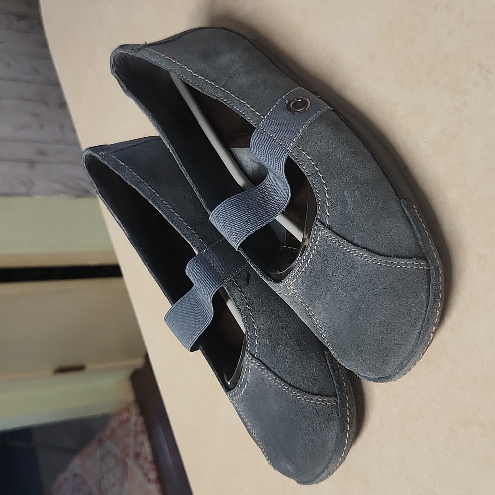Blue Leather Suede Upper Flat Mary Jane Slip On Comfort What’s What Aerosoles - Picture 2 of 10
